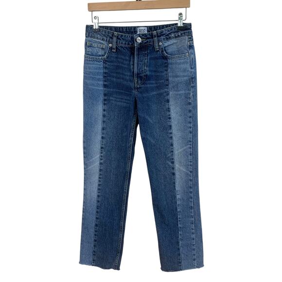 BDG Urban Outfitters Size W26 L32 Jessye Straight Leg Spliced Jeans Blue Raw Hem - Picture 5 of 14